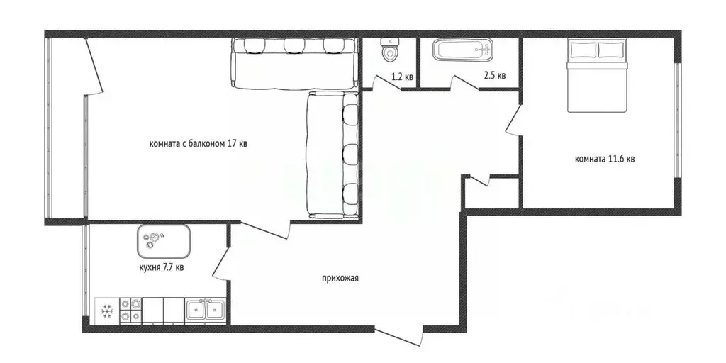 2-к кв. Смоленская область, Ярцево ул. Максима Горького, 38 (52.8 м) - Фото 1