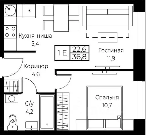 1-к кв. Москва ул. Наметкина, 10Д (36.8 м) - Фото 1