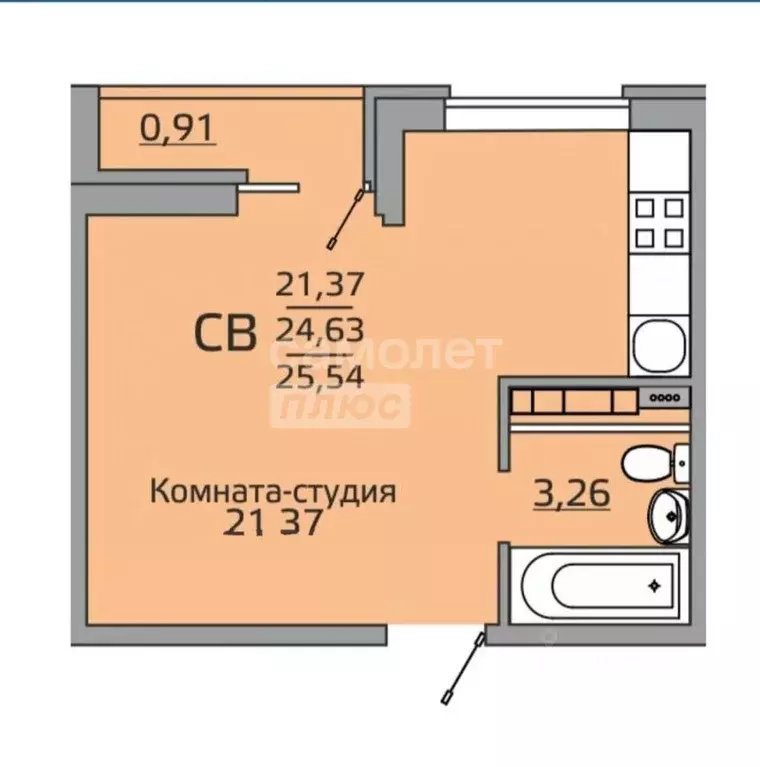 Студия Краснодарский край, Краснодар Славянский мкр, ул. Заполярная, ... - Фото 1