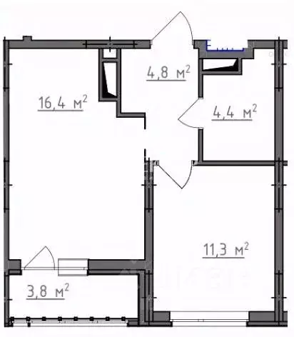 1-к кв. Владимирская область, Владимир ул. Новгородская, 19А (38.8 м) - Фото 2