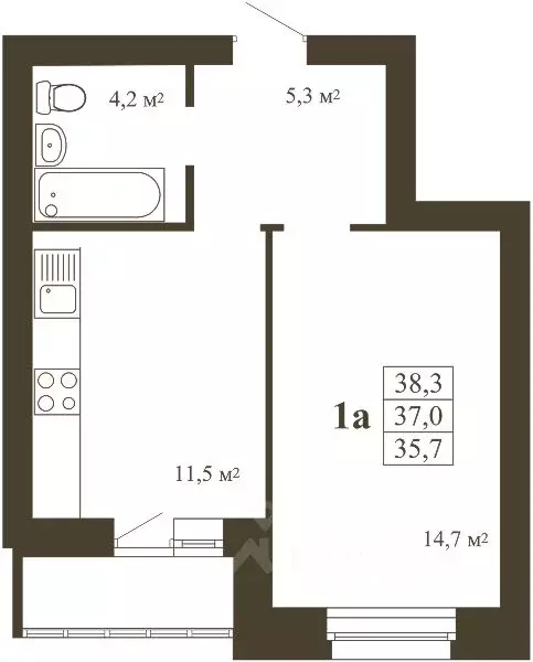 1-к кв. Тамбовская область, Тамбов Телецентр мкр,  (38.3 м) - Фото 1