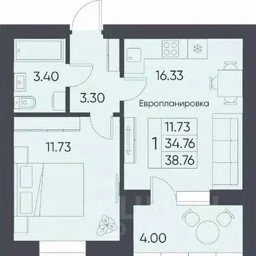1-к кв. Саратовская область, Татищево рп  (38.76 м) - Фото 0