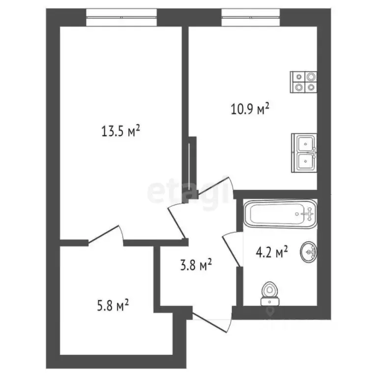 1-к кв. Тюменская область, Тюмень ул. Республики, 204к11 (38.2 м) - Фото 1