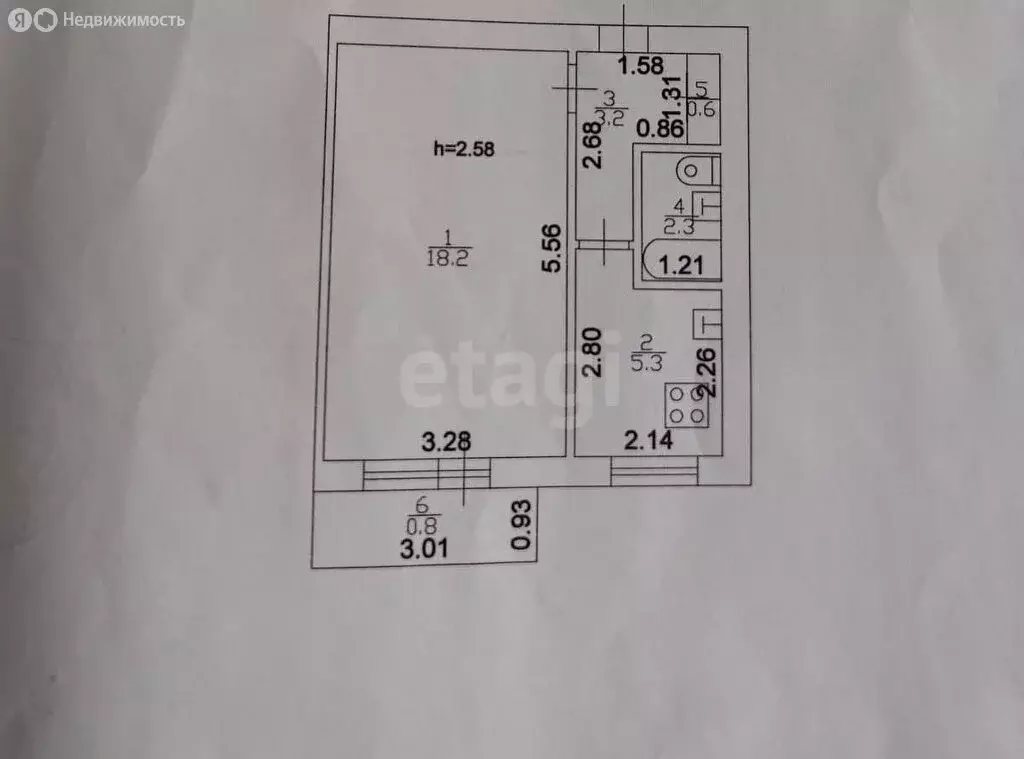 1-комнатная квартира: Казань, улица Айдарова, 24 (29.1 м) - Фото 0