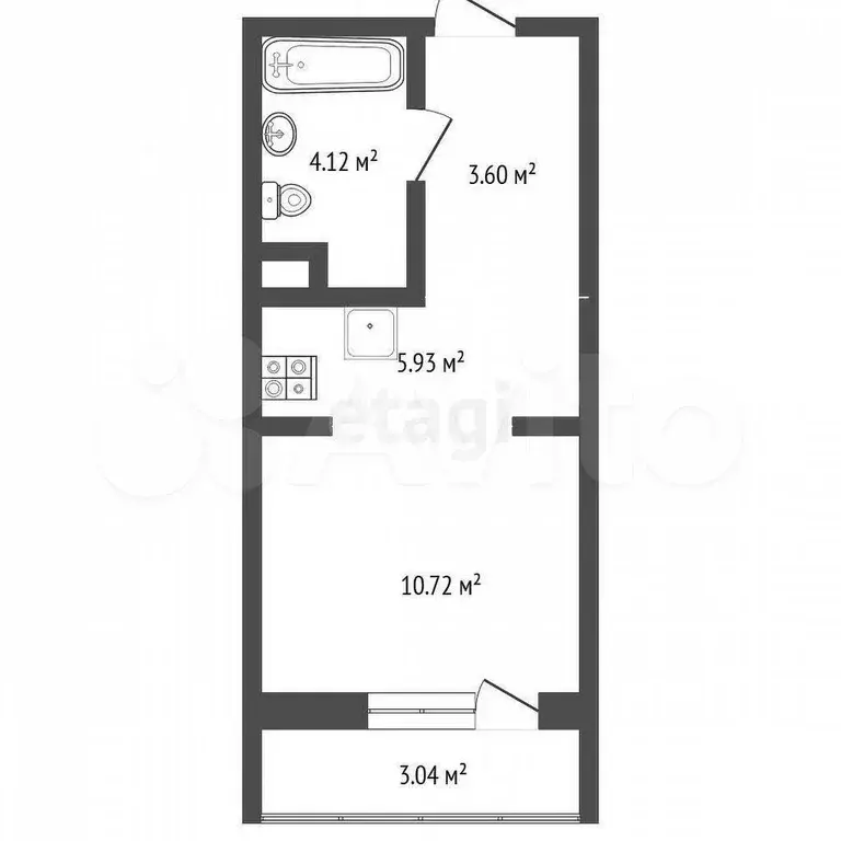 Квартира-студия, 24,1 м, 9/10 эт. - Фото 0