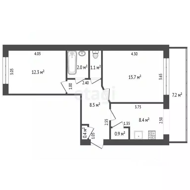 2-к кв. Калужская область, Сухиничи ул. Ленина, 121 (56.5 м) - Фото 1