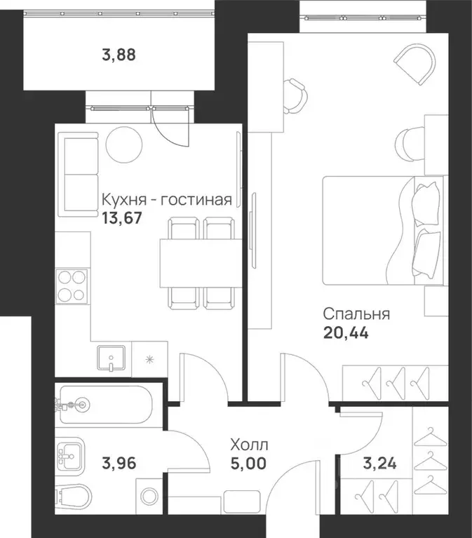 1-к кв. Тульская область, Тула ул. Героев России, 8 (50.19 м) - Фото 0