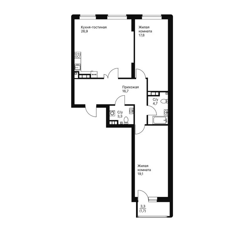 Продаётся 2-к квартира, 90.05 м - Фото 0