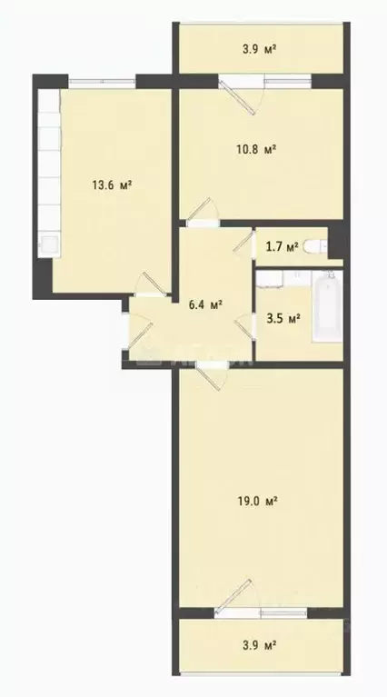 2-к кв. Омская область, Омск Заозерный мкр, ул. Сергея Тюленина, 4 ... - Фото 2