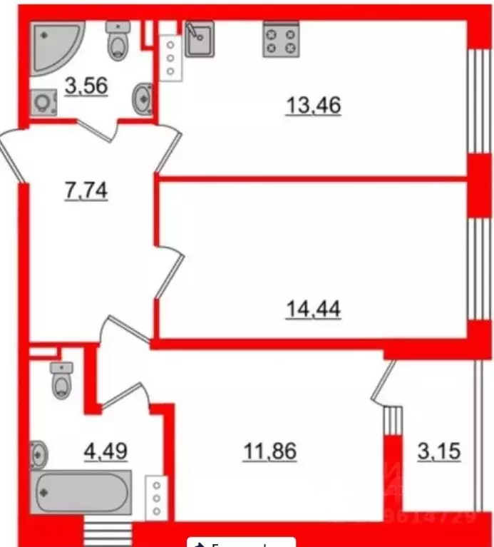 2-к кв. Санкт-Петербург Белоостровская ул., 10к2 (55.0 м) - Фото 0