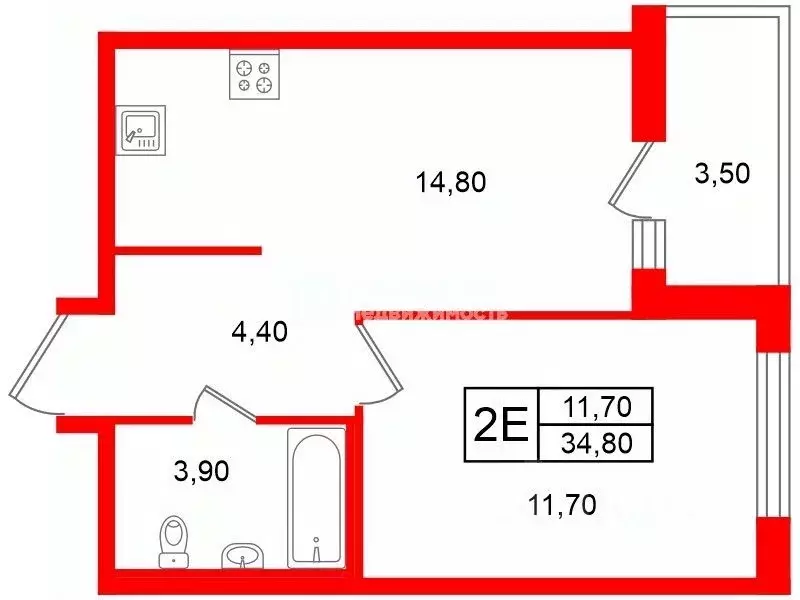 1-к кв. Санкт-Петербург пос. Парголово, дор. Михайловская, 6 (34.8 м) - Фото 2