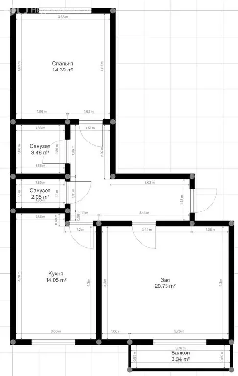 2-комнатная квартира: Нальчик, улица Шогенова, 55к38 (68 м) - Фото 0