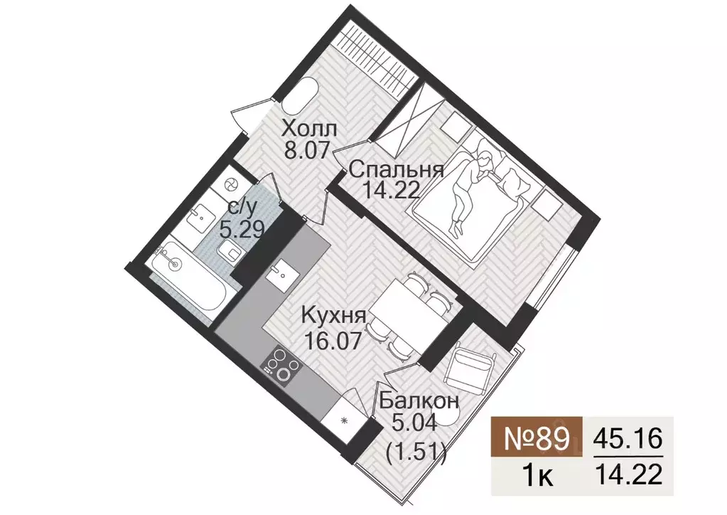 1-к кв. Калининградская область, Гурьевск  (45.16 м) - Фото 0