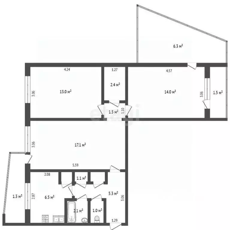 3-к кв. Мордовия, Саранск просп. 70 лет Октября, 61 (64.0 м) - Фото 2