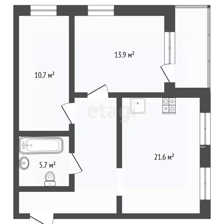2-к кв. Тюменская область, Тюмень ул. Мельникайте, 34 (65.0 м) - Фото 2