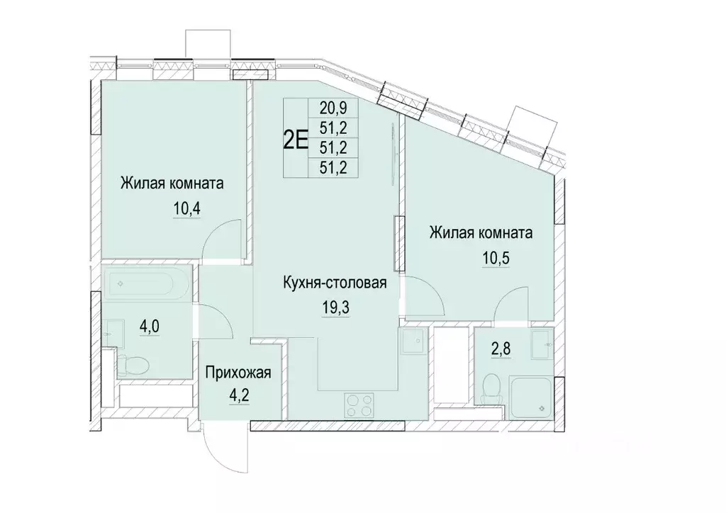2-к кв. Московская область, Мытищи ул. Академика Каргина, 26А (51.2 м) - Фото 0