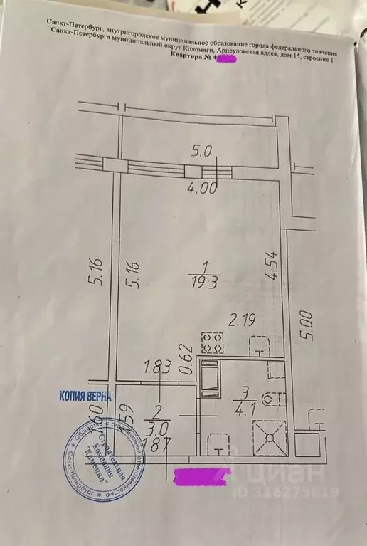 Студия Санкт-Петербург аллея Арцеуловская, 15 (26.4 м) - Фото 0