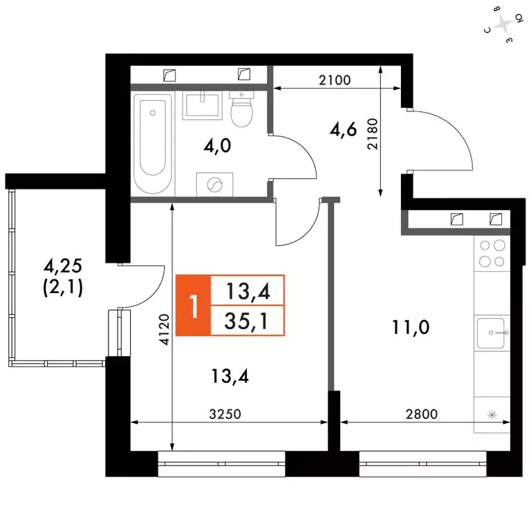1-комнатная квартира: Зеленодольский район, Октябрьское сельское ... - Фото 1