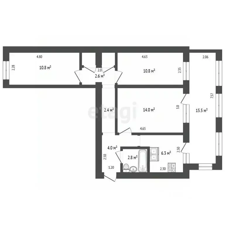 3-к кв. Крым, Ялта муниципальный округ, Гаспра пгт ул. Риекская, 5 ... - Фото 2