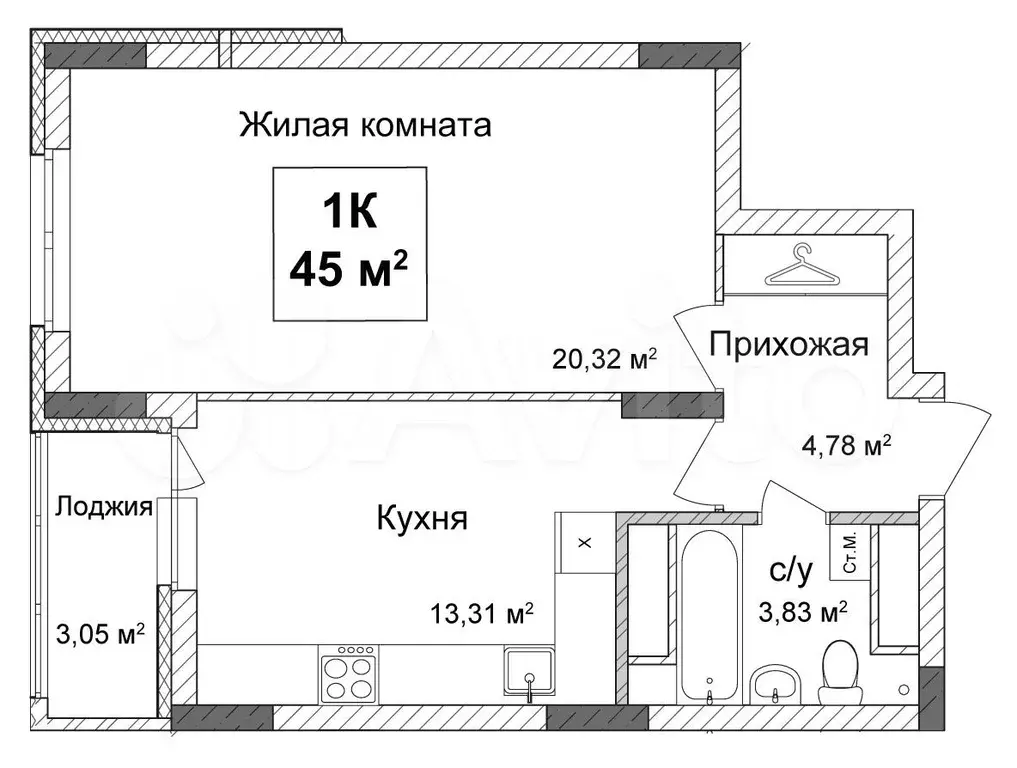 1-к. квартира, 45 м, 10/17 эт. - Фото 0