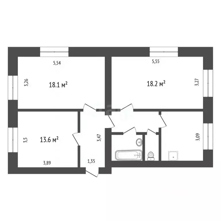 3-к кв. Иркутская область, Иркутск ул. Горького, 32Д (71.0 м) - Фото 2