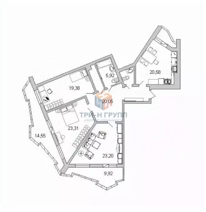 1-к кв. Санкт-Петербург просп. Просвещения, 43 (126.1 м) - Фото 2