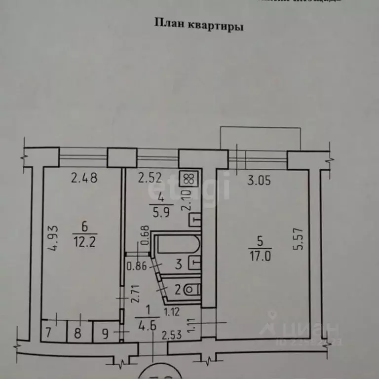 2-к кв. Удмуртия, Ижевск Костина Мельница мкр, ул. Ялтинская, 53 (44.3 ... - Фото 2