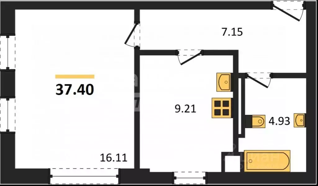1-к кв. Крым, Евпатория городской округ, Заозерное пгт ул. ... - Фото 2