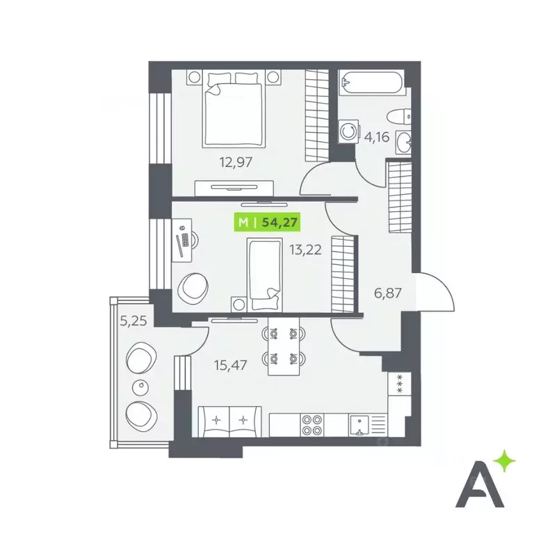 2-к кв. Ленинградская область, Всеволожский район, Заневское городское ... - Фото 1