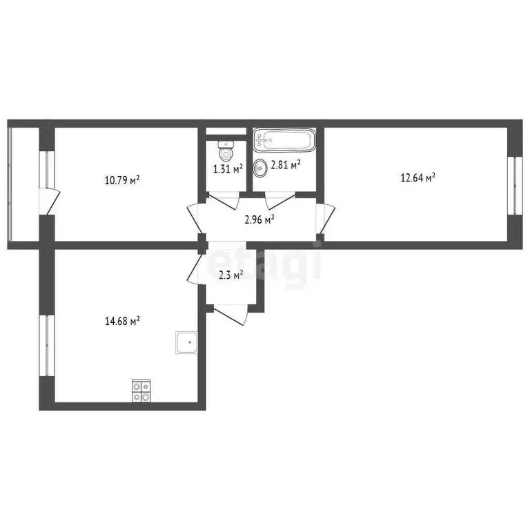 2-комнатная квартира: Фролы, Балтийская улица, 2 (47 м) - Фото 0