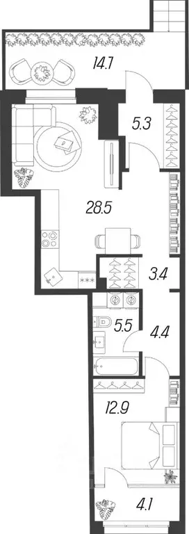 3-к кв. Тульская область, Тула ул. Михеева, 9А (68.51 м) - Фото 0