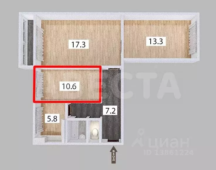 Комната Омская область, Омск Заозерная ул., 18/2 (11.6 м) - Фото 1