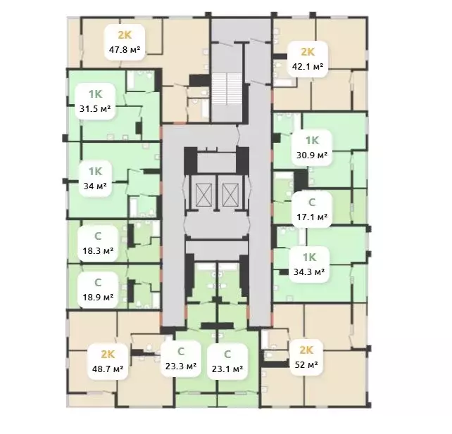 2-к кв. Нижегородская область, Нижний Новгород 52-й Автозавода кв-л,  ... - Фото 2