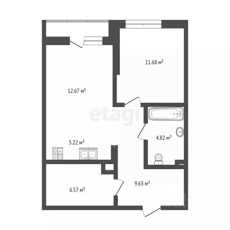 1-к кв. Тюменская область, Тюмень ДОК мкр, ул. Воронинская, 47 (38.0 ... - Фото 2