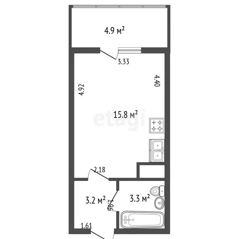Квартира-студия: Санкт-Петербург, Русановская улица, 20к3 (22.3 м) - Фото 1