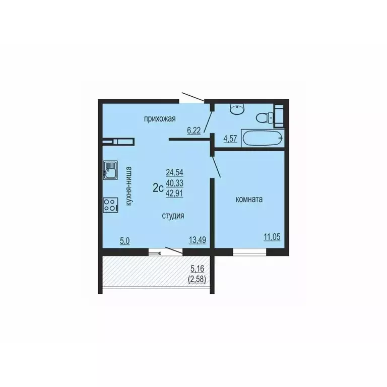 1-к кв. Челябинская область, Челябинский городской округ, пос. ... - Фото 1