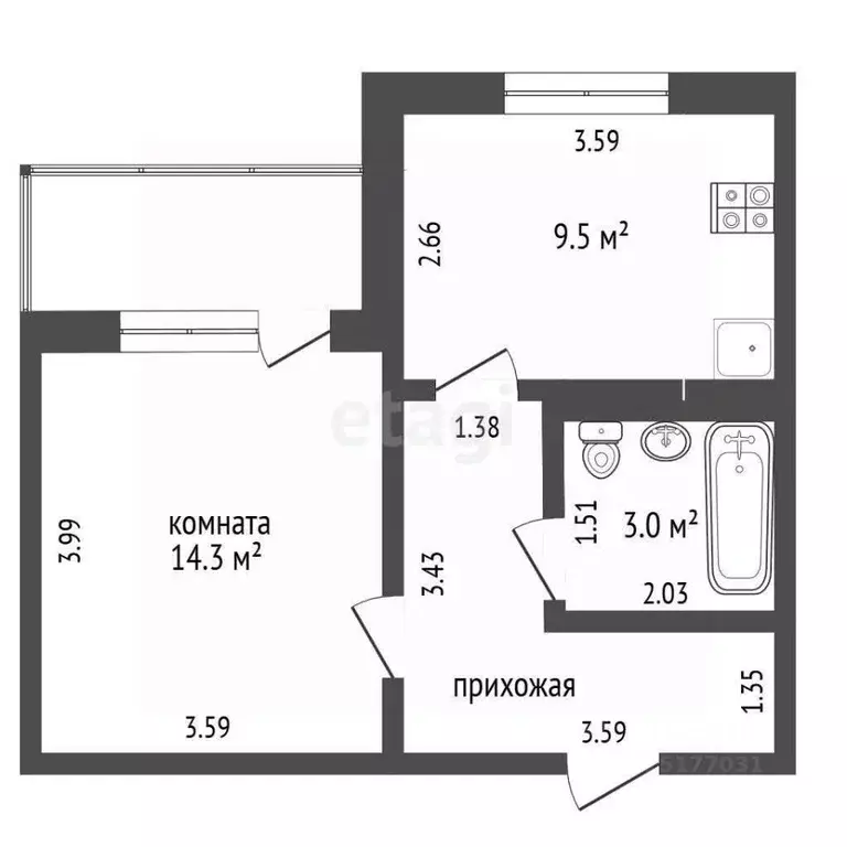 1-к кв. Ямало-Ненецкий АО, Новый Уренгой Энтузиастов мкр, 1 (35.5 м) - Фото 2