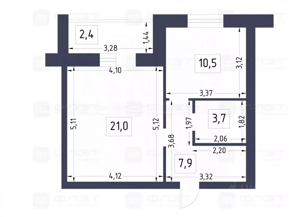 1-к кв. Татарстан, Казань ул. Лядова, 9А (45.5 м) - Фото 2