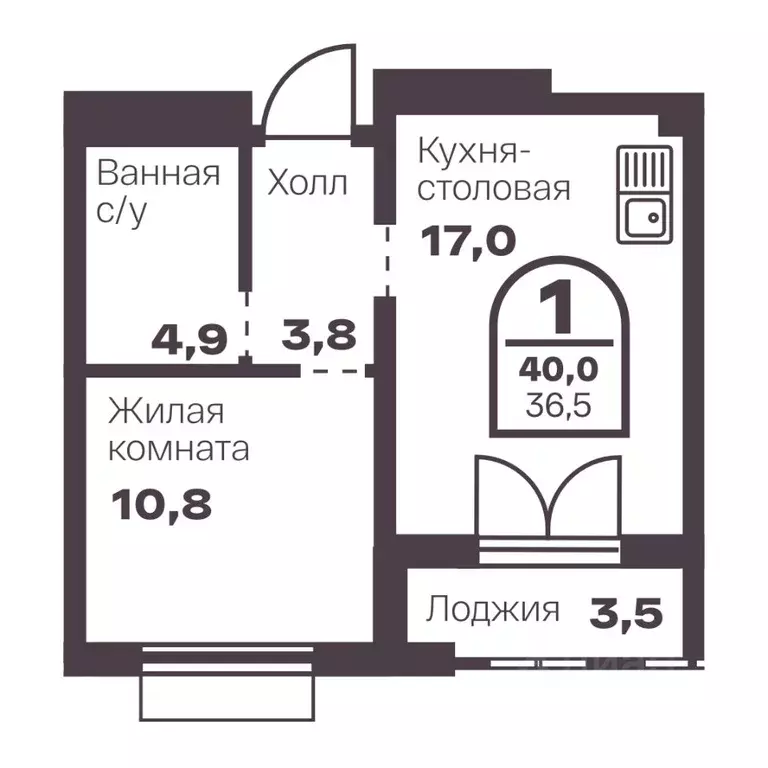1-к кв. Челябинская область, Челябинск просп. Ленина, 19В (36.5 м) - Фото 0