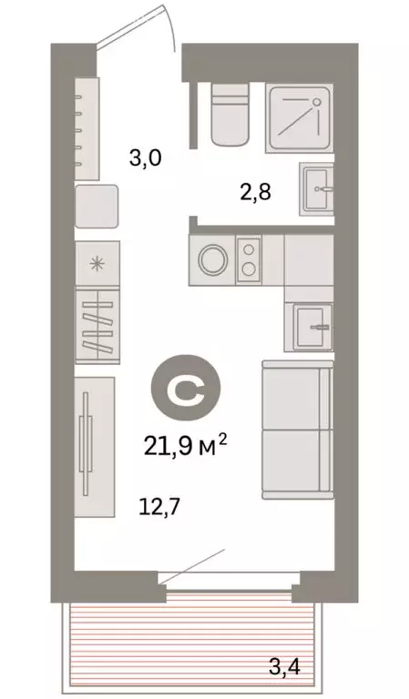 Квартира-студия: Екатеринбург, жилой район Сортировочный, микрорайон ... - Фото 2