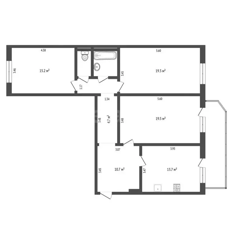 3-комнатная квартира: Тюмень, Широтная улица, 104к3 (91 м) - Фото 0