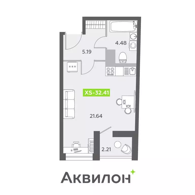 Квартира-студия: Санкт-Петербург, бульвар Головнина, 6к1 (32.41 м) - Фото 0