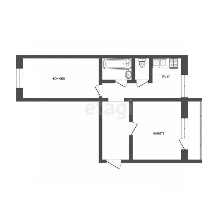 2-к кв. Челябинская область, Челябинск ул. Конструктора Духова, 23 ... - Фото 2