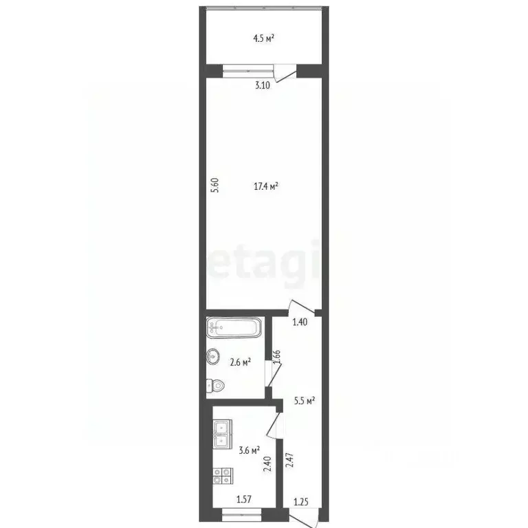 1-к кв. Крым, Ялта муниципальный округ, Гаспра пгт ул. Маратовская, 61 ... - Фото 2