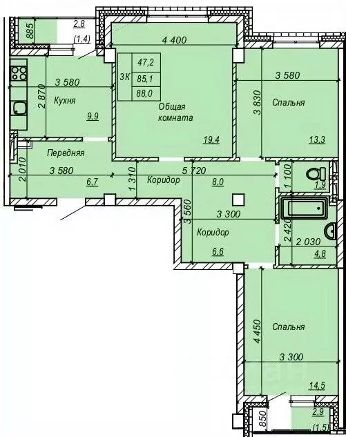 3-к кв. Новосибирская область, Новосибирск Затулинский жилмассив, ул. ... - Фото 1