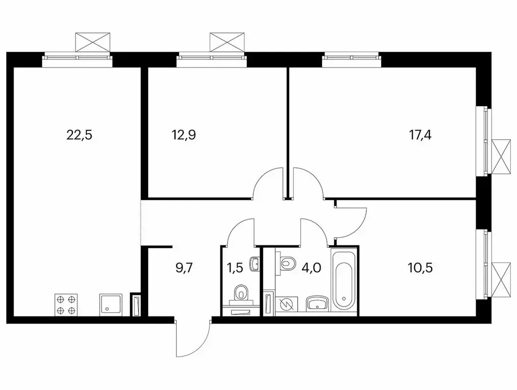 3-комнатная квартира: Москва, ЖК Люблинский Парк, к19 (78.5 м) - Фото 0