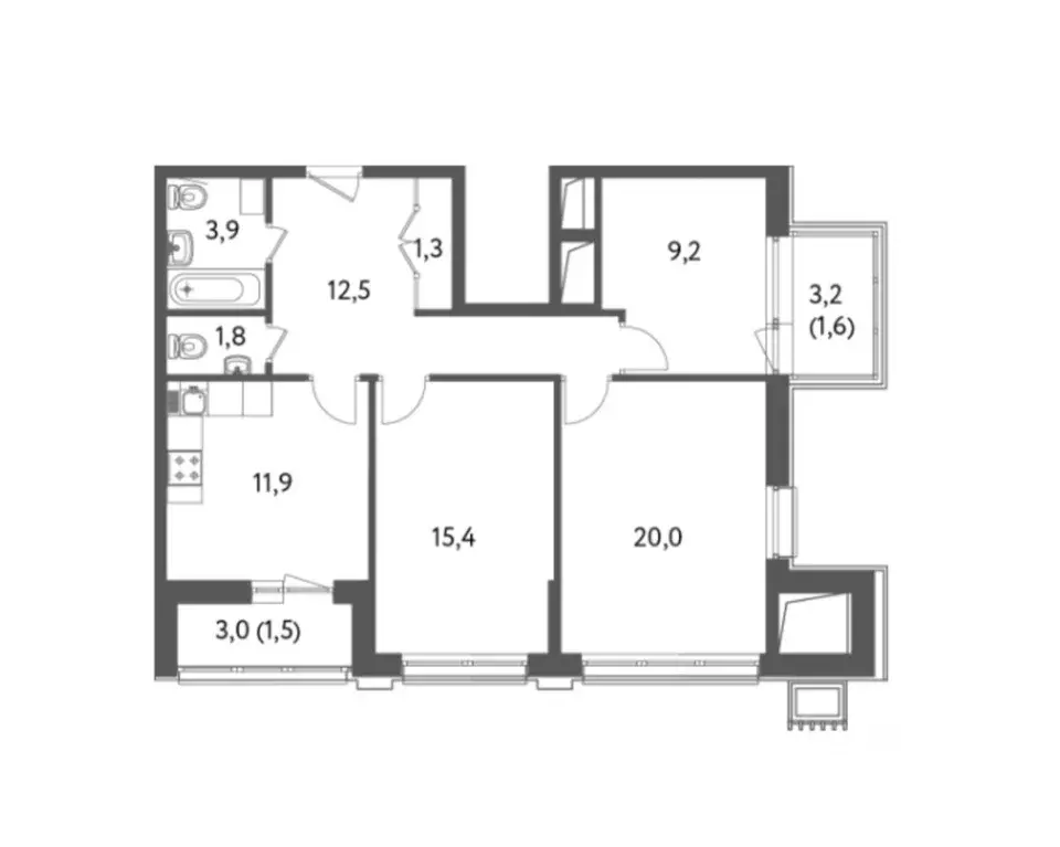 3-к кв. Москва Красногвардейский бул., 15С2 (82.2 м) - Фото 0