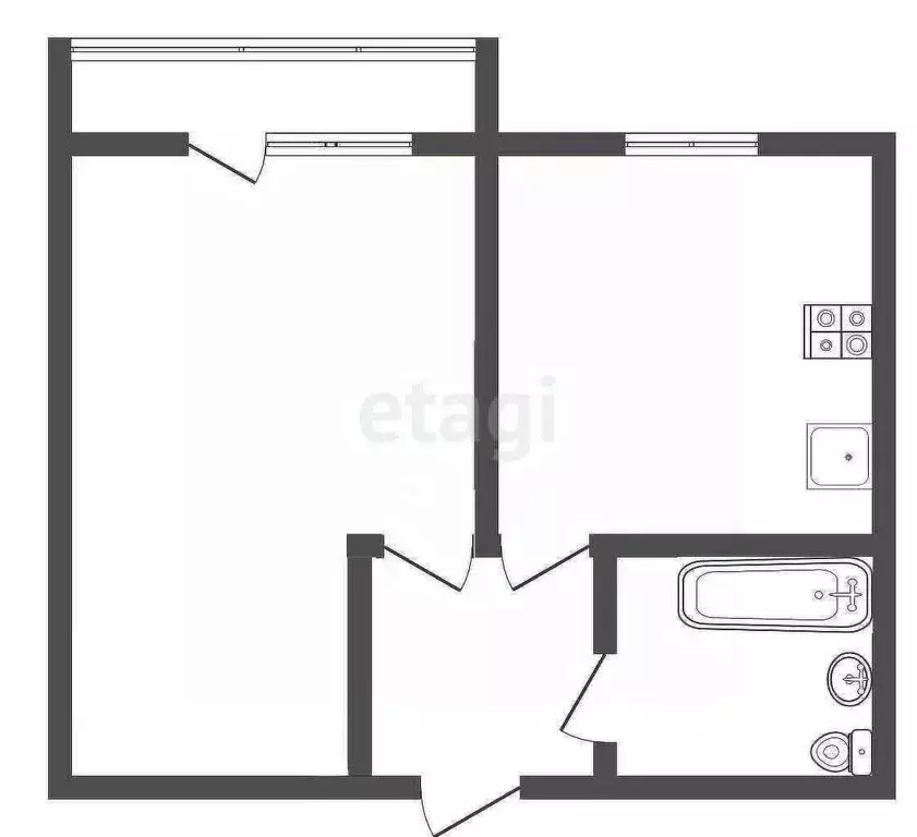 1-к кв. Тульская область, Узловая Дубовская ул., 8 (35.3 м) - Фото 2