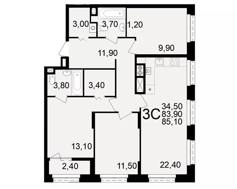 3-комнатная квартира: Рязань, улица Чкалова, 23 (85 м) - Фото 0