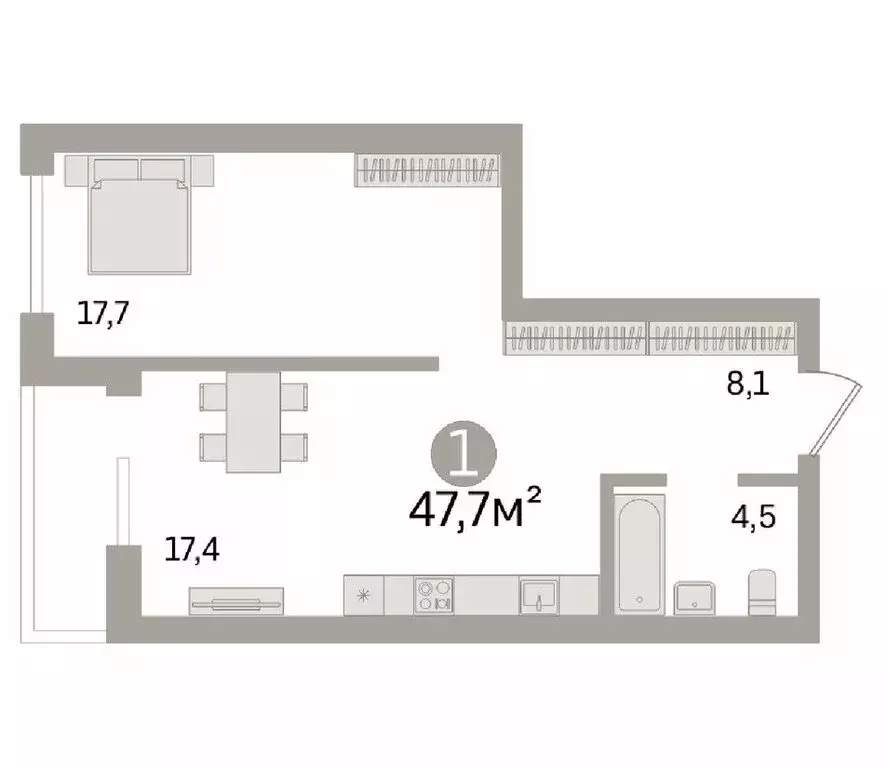 1-комнатная квартира: Новосибирск, Кировский район, Северо-Чемской ... - Фото 1